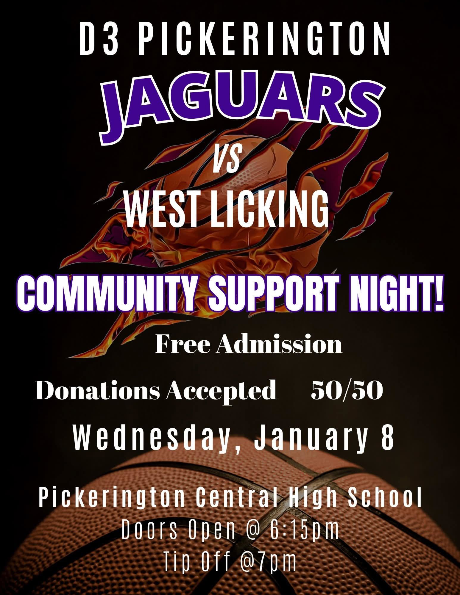 Flyer with date and times of the D3 Pickerington Jaguars Game